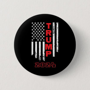 Trump 2024 American Flag Adult Short Sleeve Shirt 6 Cm Round Badge