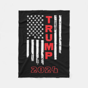 Trump 2024 American Flag Adult Short Sleeve Shirt  Fleece Blanket