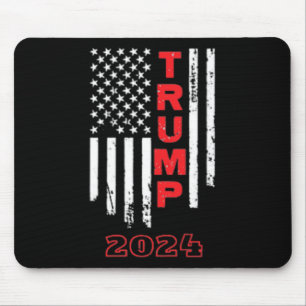 Trump 2024 American Flag Adult Short Sleeve Shirt Mouse Pad