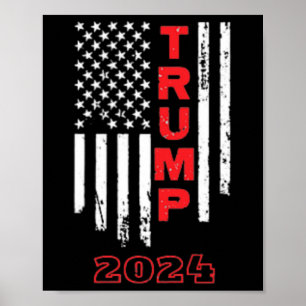 Trump 2024 American Flag Adult Short Sleeve Shirt  Poster