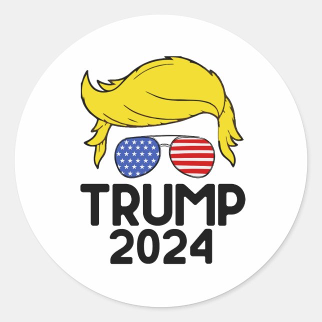 Trump 2024 American Flag Classic Round Sticker (Front)