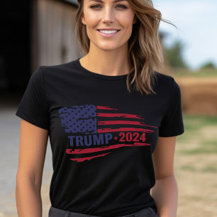 Trump 2024 American Flag Grunge T-Shirt