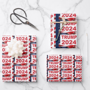 Trump 2024 American Flag Wrapping Paper Sheet