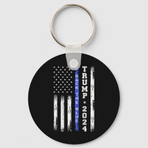 Trump 2024 Back The Blue Thin Blue Line American F Key Ring