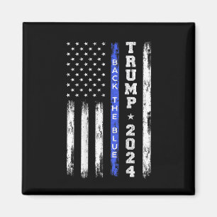 Trump 2024 Back The Blue Thin Blue Line American F Magnet