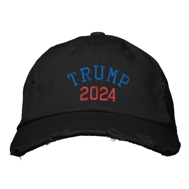 TRUMP 2024 BLACK DISTRESSED CAP (Front)