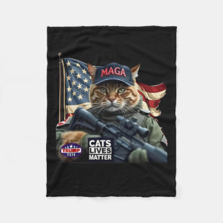 Trump 2024 Cats Lives Problem  Fleece Blanket