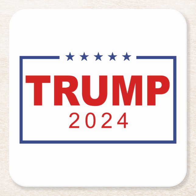 Trump 2024 Classic Rectangle Logo Square Paper Coaster (Front)