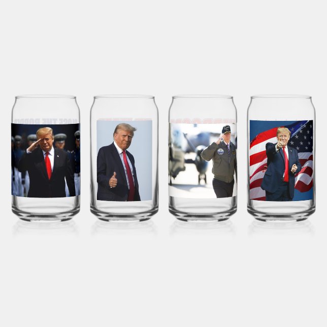 Trump 2024 Drill Drill Drill Close the Border Can Glass (Back)