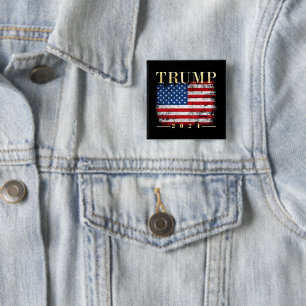 Trump 2024 Elegant Gold Vintage American Flag 15 Cm Square Badge