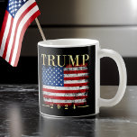 Trump 2024 Elegant Gold Vintage American Flag Coffee Mug<br><div class="desc">Beautiful Elegant gold-tone lettering with grunge weathered vintage style American US Flag. This classy Trump 2024 gift is perfect for men,  for him or anyone who supports President Trump's re-election campaign at a rally or just around town.</div>