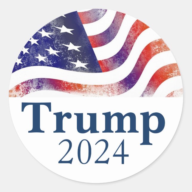 Trump 2024 Faded American Flag Campaign Classic Round Sticker (Front)