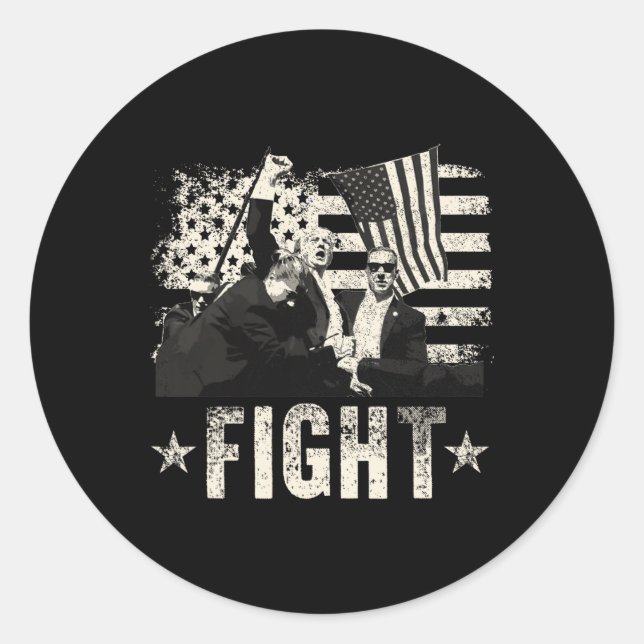 Trump 2024 Fight Fight Fight Donald Trump Fist Pum Classic Round Sticker (Front)