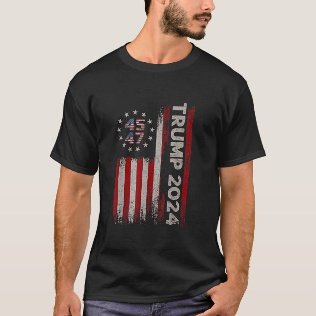 Trump 2024 Fight Fighting Fighter Supporter Americ T-Shirt (Front)
