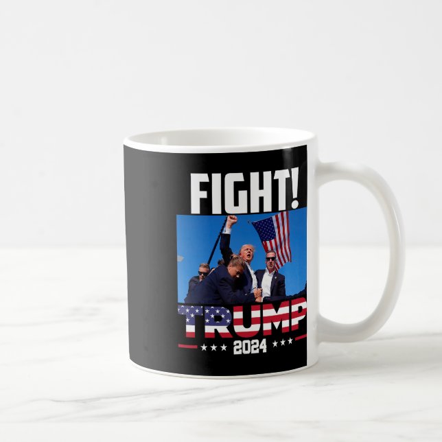 Trump 2024 Fight Fist Rally Trump Rally 2024 Ameri Coffee Mug (Right)