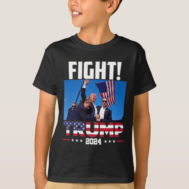 Trump 2024 Fight Fist Rally Trump Rally 2024 Ameri T-Shirt (Front)
