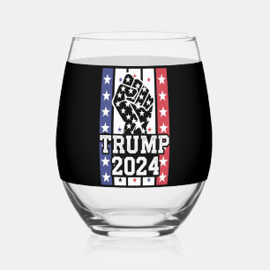 Trump 2024 Fist Outlaw Hillbilly J.D.Vance 2024 Stemless Wine Glass