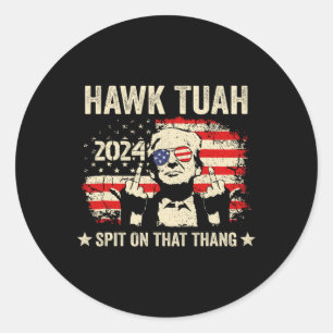 Trump 2024 Flag Funny Hawk Tush Middle Finger 24 V Classic Round Sticker