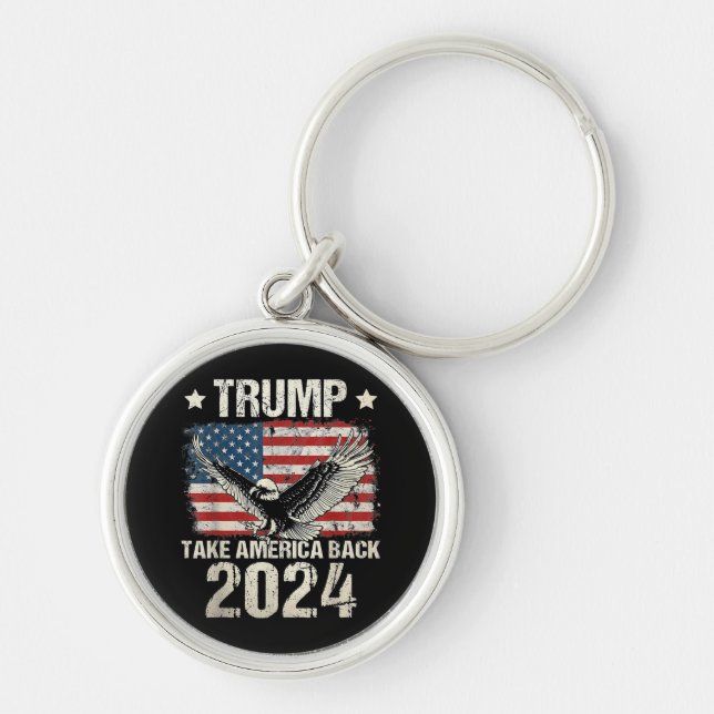 Trump 2024 flag take America back men women Trump  Key Ring (Front)