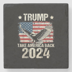 Trump 2024 flag take America back men women Trump  Stone Coaster