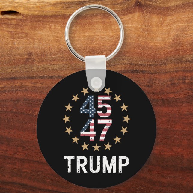 Trump 2024 Flag Take America Back Trump 45 47  Key Ring (Front)