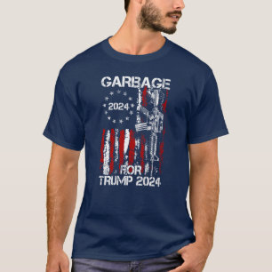 Trump 2024 - Garbage For Trump 2024 American Flag T-Shirt