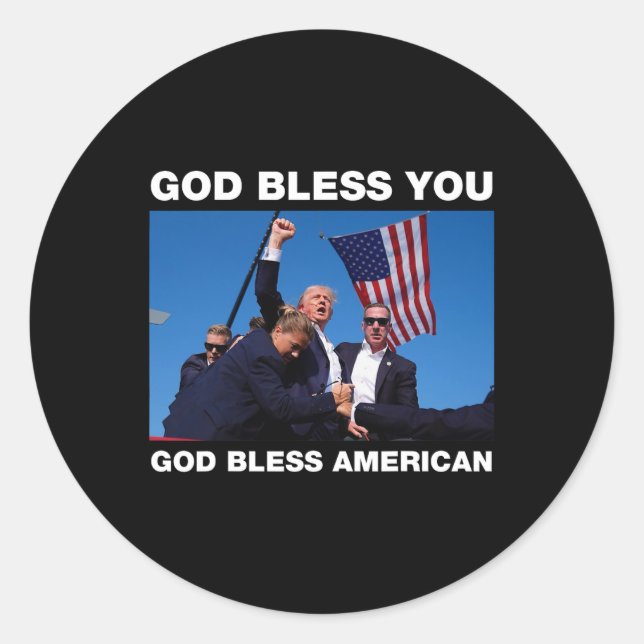 Trump 2024 God Bless You - God Bless America  Classic Round Sticker (Front)