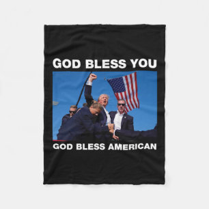Trump 2024 God Bless You - God Bless America Fleece Blanket