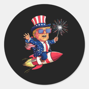 Trump 2024 Happy 4th Of July Trump American Flag  Classic Round Sticker