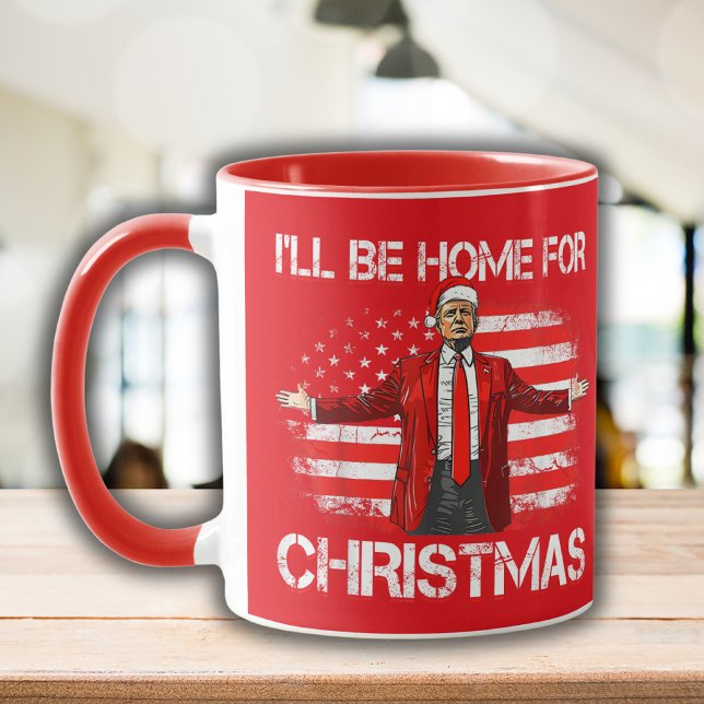 Trump 2024 I'll Be Home For Christmas Red Mug (Creator Uploaded)