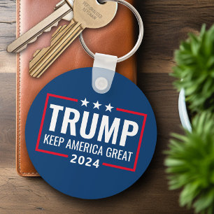 Trump 2024 Keep America Great - blue red Key Ring