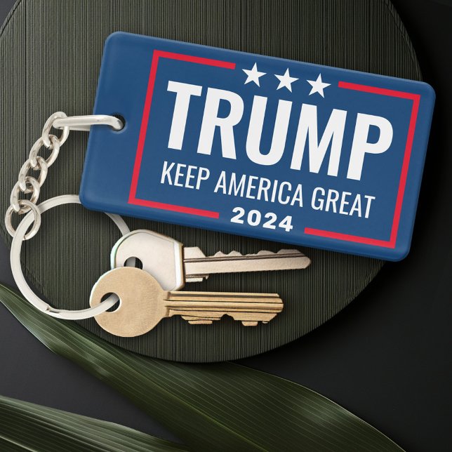Trump 2024 Keep America Great - blue red Key Ring (Creator Uploaded)