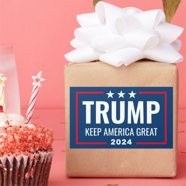 Trump 2024 Keep America Great - blue red Rectangular Sticker (Party)