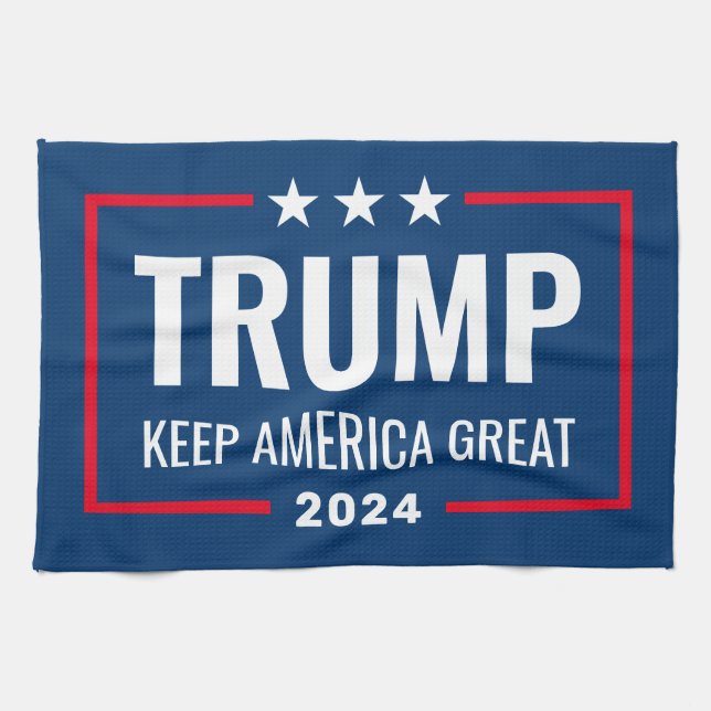 Trump 2024 Keep America Great - blue red Tea Towel (Horizontal)