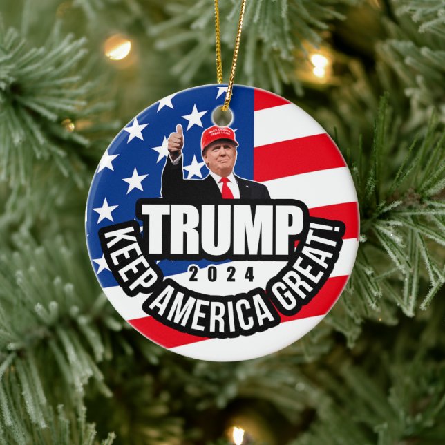 Trump 2024 Keep America Great Ceramic Tree Decoration (Tree)