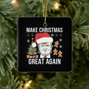 Trump 2024 Make Christmas Great Again Election Ceramic Ornament