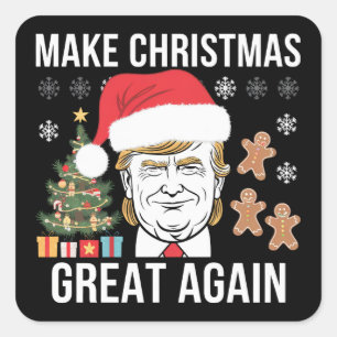 Trump 2024 Make Christmas Great Again Election Square Sticker