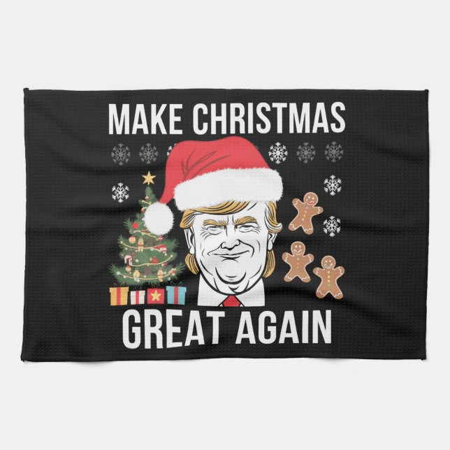Trump 2024 Make Christmas Great Again Election Tea Towel (Horizontal)