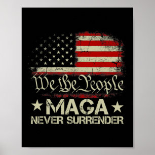 Trump 2024 Mega Never Surrender Us American Flag M Poster