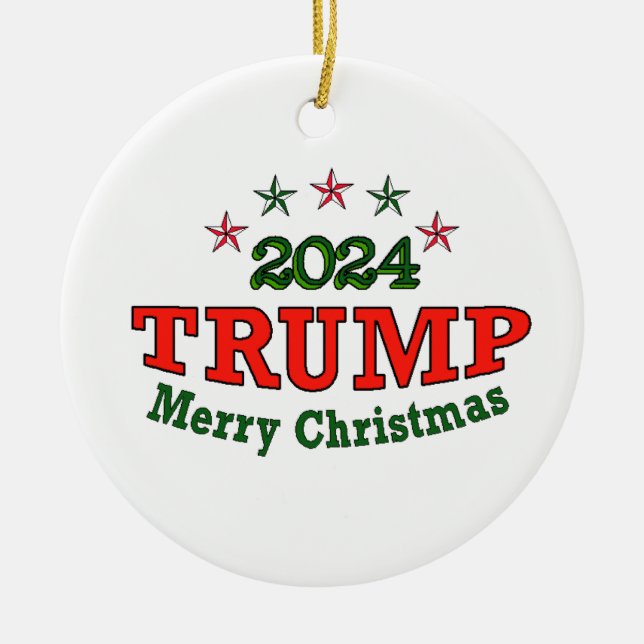 TRUMP 2024 Merry Christmas  Ceramic Tree Decoration (Front)