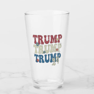 Trump 2024 Patriotic American Flag 4th Of July Glass