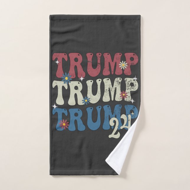 Trump 2024 Patriotic American Flag 4th Of July  Hand Towel (Hand Towel)