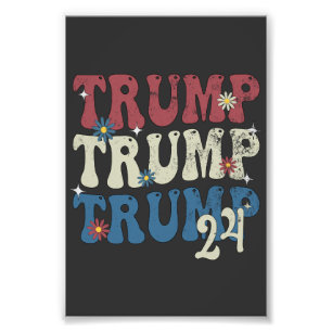 Trump 2024 Patriotic American Flag 4th Of July  Photo Print