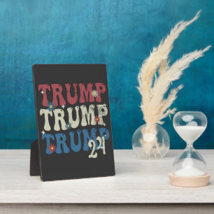 Trump 2024 Patriotic American Flag 4th Of July  Plaque
