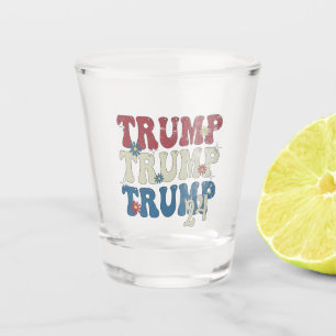 Trump 2024 Patriotic American Flag 4th Of July  Shot Glass