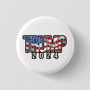 Trump 2024 Patriotic Block Letters 3 Cm Round Badge