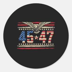 Trump 2024 President 45 And 47 American Flag Trump Classic Round Sticker