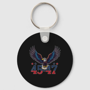 Trump 2024 President 45 And 47 American Flag Trump Key Ring