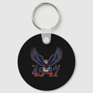 Trump 2024 President 45 And 47 American Flag Trump Key Ring