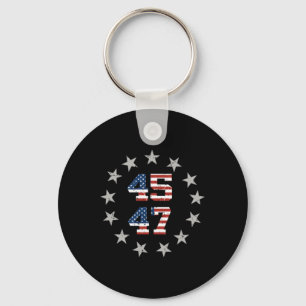 Trump 2024 President 45 And 47 American Flag Trump Key Ring
